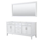 Wyndham Collection - Margate 72 Inch Double Bathroom Vanity in White, No Countertop, No Sink, and 70 Inch Mirror - White