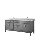 Wyndham Collection - Margate 80 Inch Double Bathroom Vanity in Dark Gray, White Carrara Marble Countertop, Undermount Oval Sinks, and No Mirror - Dark Gray