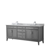 Wyndham Collection - Margate 80 Inch Double Bathroom Vanity in Dark Gray, White Carrara Marble Countertop, Undermount Square Sinks, and No Mirror - Dark Gray