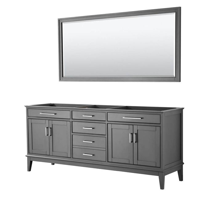 Wyndham Collection - Margate 80 Inch Double Bathroom Vanity in Dark Gray, No Countertop, No Sink, and 70 Inch Mirror - Dark Gray