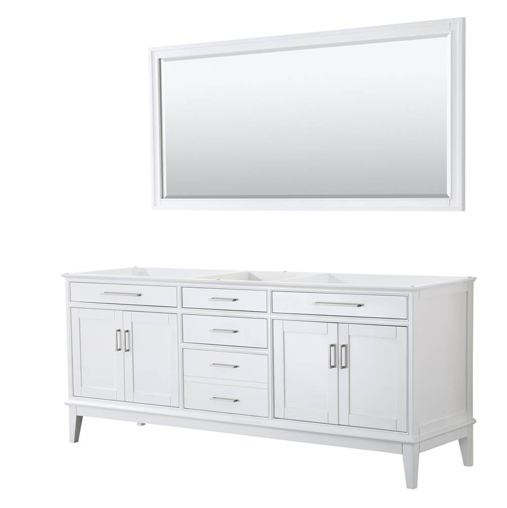 Wyndham Collection - Margate 80 Inch Double Bathroom Vanity in White, No Countertop, No Sink, and 70 Inch Mirror - White