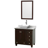 Wyndham Collection - Acclaim 36 Inch Single Bathroom Vanity in Espresso, White Carrara Marble Countertop, Pyra White Porcelain Sink, and 24 Inch Mirror - Espresso