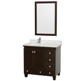 Wyndham Collection - Acclaim 36 Inch Single Bathroom Vanity in Espresso, White Carrara Marble Countertop, Undermount Square Sink, and 24 Inch Mirror - Espresso