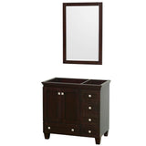 Wyndham Collection - Acclaim 36 Inch Single Bathroom Vanity in Espresso, No Countertop, No Sink, and 24 Inch Mirror - Espresso