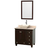 Wyndham Collection - Acclaim 36 Inch Single Bathroom Vanity in Espresso, Ivory Marble Countertop, Pyra Bone Porcelain Sink, and 24 Inch Mirror - Espresso