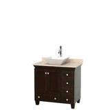 Wyndham Collection - Acclaim 36 Inch Single Bathroom Vanity in Espresso, Ivory Marble Countertop, Pyra White Porcelain Sink, and No Mirror - Espresso