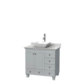 Wyndham Collection - Acclaim 36 Inch Single Bathroom Vanity in Oyster Gray, White Carrara Marble Countertop, Pyra White Porcelain Sink, and No Mirror - Oyster Gray