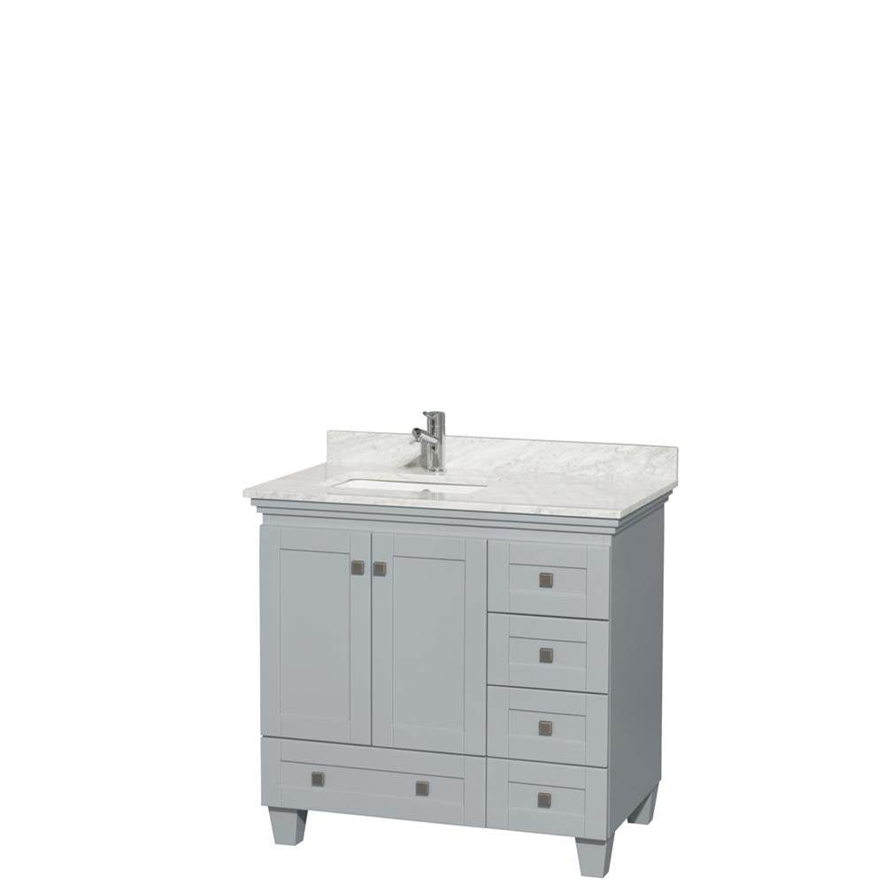 Wyndham Collection - Acclaim 36 Inch Single Bathroom Vanity in Oyster Gray, White Carrara Marble Countertop, Undermount Square Sink, and No Mirror - Oyster Gray