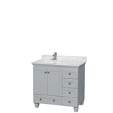 Wyndham Collection - Acclaim 36 Inch Single Bathroom Vanity in Oyster Gray, White Carrara Marble Countertop, Undermount Square Sink, and No Mirror - Oyster Gray