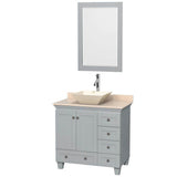 Wyndham Collection - Acclaim 36 Inch Single Bathroom Vanity in Oyster Gray, Ivory Marble Countertop, Pyra Bone Porcelain Sink, and 24 Inch Mirror - Oyster Gray