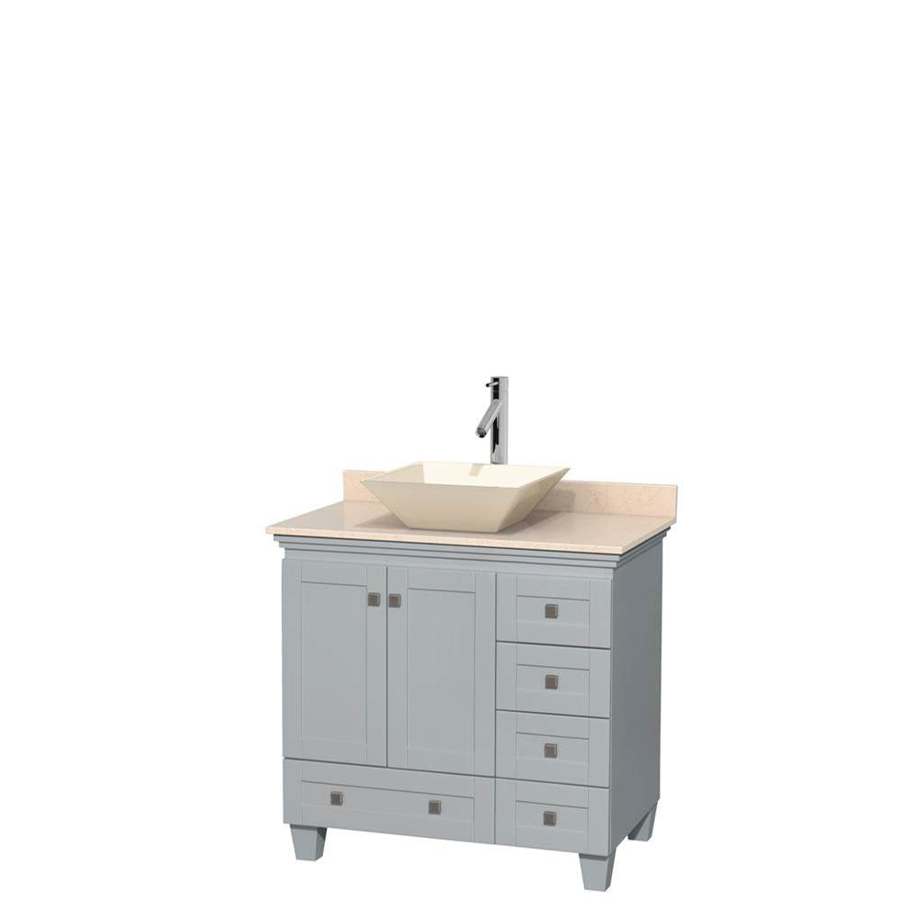 Wyndham Collection - Acclaim 36 Inch Single Bathroom Vanity in Oyster Gray, Ivory Marble Countertop, Pyra Bone Porcelain Sink, and No Mirror - Oyster Gray