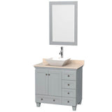 Wyndham Collection - Acclaim 36 Inch Single Bathroom Vanity in Oyster Gray, Ivory Marble Countertop, Pyra White Porcelain Sink, and 24 Inch Mirror - Oyster Gray