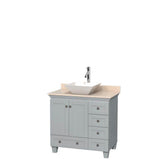 Wyndham Collection - Acclaim 36 Inch Single Bathroom Vanity in Oyster Gray, Ivory Marble Countertop, Pyra White Porcelain Sink, and No Mirror - Oyster Gray