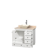 Acclaim 36 Inch Single Bathroom Vanity in Espresso, Ivory Marble Countertop, Pyra Bone Porcelain Sink, and No Mirror