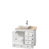 Acclaim 36 Inch Single Bathroom Vanity in Espresso, Ivory Marble Countertop, Pyra White Porcelain Sink, and No Mirror