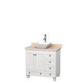 Wyndham Collection - Acclaim 36 Inch Single Bathroom Vanity in White, Ivory Marble Countertop, Pyra White Porcelain Sink, and No Mirror - White