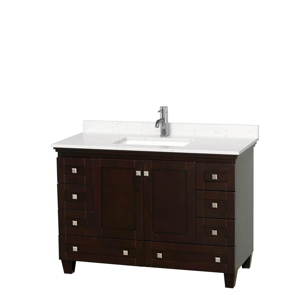 Wyndham Collection - Acclaim 48 Inch Single Bathroom Vanity in Espresso, Light-Vein Carrara Cultured Marble Countertop, Undermount Square Sink, No Mirror