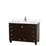 Wyndham Collection - Acclaim 48 Inch Single Bathroom Vanity in Espresso, Light-Vein Carrara Cultured Marble Countertop, Undermount Square Sink, No Mirror