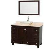 Wyndham Collection - Acclaim 48 Inch Single Bathroom Vanity in Espresso, Ivory Marble Countertop, Pyra Bone Sink, and 24 Inch Mirror - Espresso