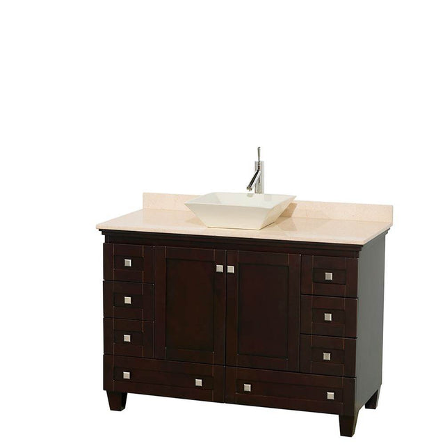 Wyndham Collection - Acclaim 48 Inch Single Bathroom Vanity in Espresso, Ivory Marble Countertop, Pyra Bone Sink, and No Mirror - Espresso