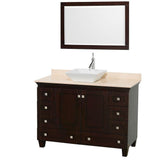 Wyndham Collection - Acclaim 48 Inch Single Bathroom Vanity in Espresso, Ivory Marble Countertop, Pyra White Sink, and 24 Inch Mirror - Espresso