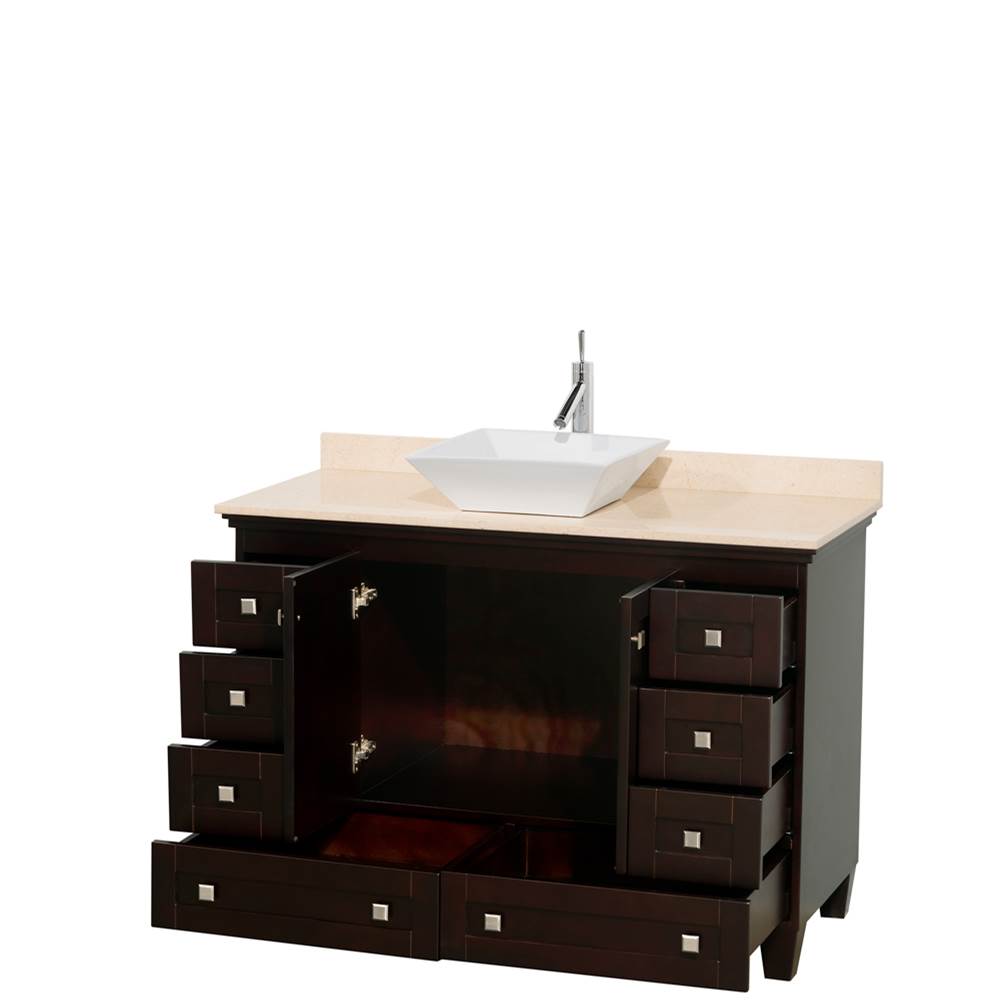 Acclaim 48 Inch Single Bathroom Vanity in Espresso, Ivory Marble Countertop, Pyra White Sink, and No Mirror