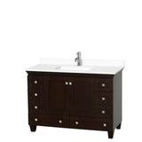 Wyndham Collection - Acclaim 48 Inch Single Bathroom Vanity in Espresso, White Cultured Marble Countertop, Undermount Square Sink, No Mirror