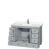 Acclaim 48 Inch Single Bathroom Vanity in Oyster Gray, Light-Vein Carrara Cultured Marble Countertop, Undermount Square Sink, No Mirror