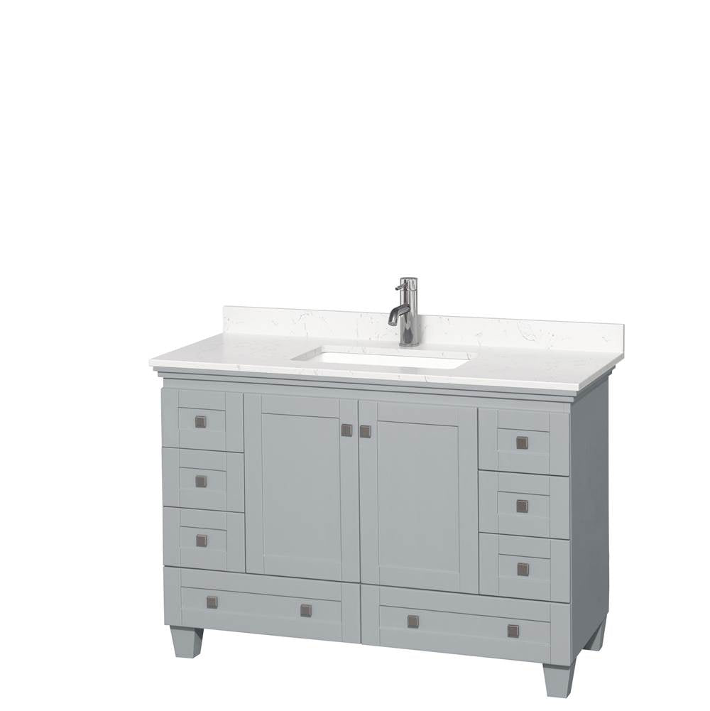 Wyndham Collection - Acclaim 48 Inch Single Bathroom Vanity in Oyster Gray, Light-Vein Carrara Cultured Marble Countertop, Undermount Square Sink, No Mirror