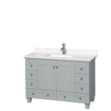 Wyndham Collection - Acclaim 48 Inch Single Bathroom Vanity in Oyster Gray, Light-Vein Carrara Cultured Marble Countertop, Undermount Square Sink, No Mirror