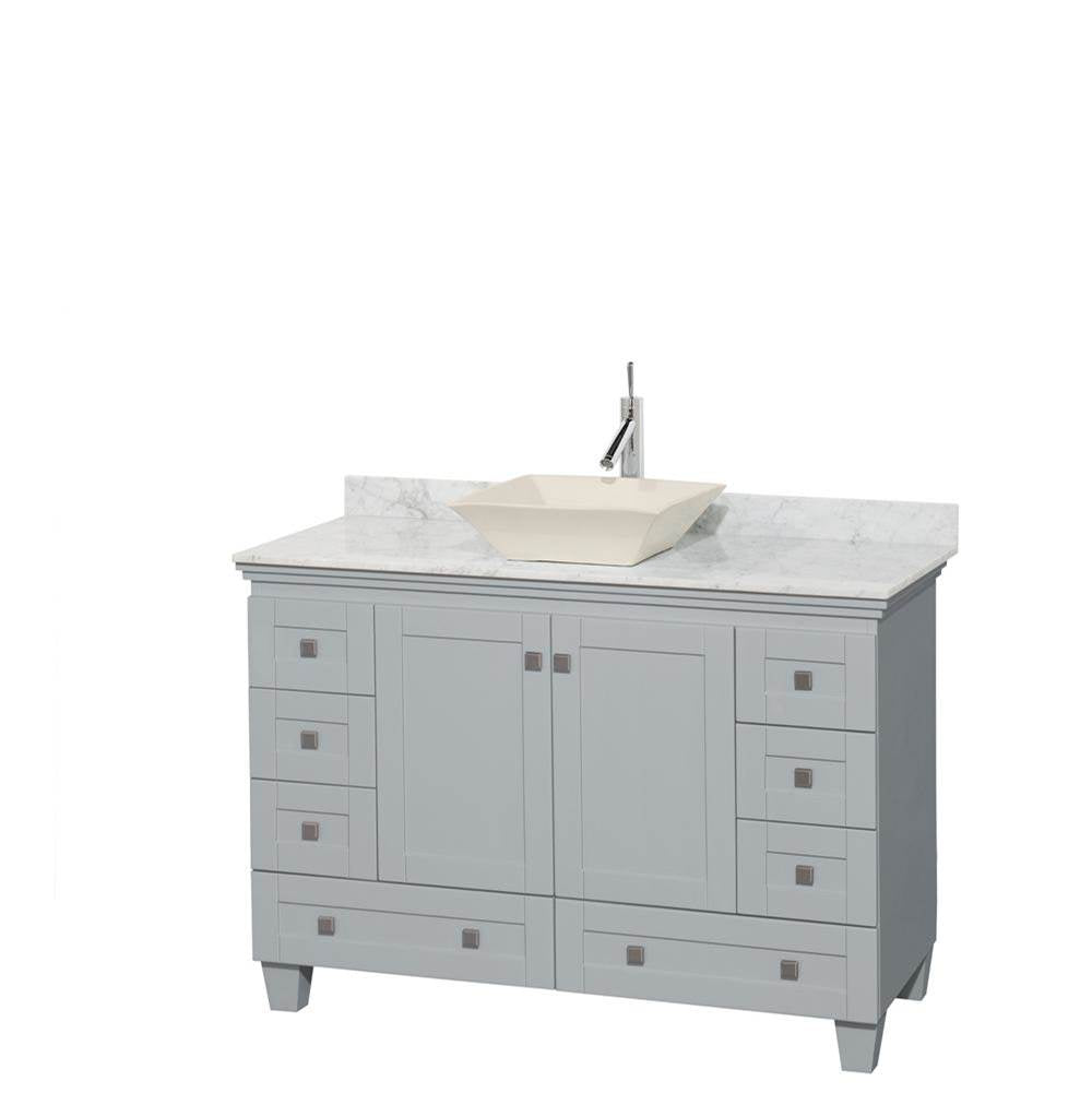 Wyndham Collection - Acclaim 48 Inch Single Bathroom Vanity in Oyster Gray, White Carrara Marble Countertop, Pyra Bone Porcelain Sink, and No Mirror - Oyster Gray