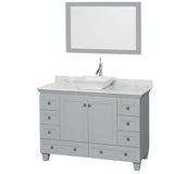 Wyndham Collection - Acclaim 48 Inch Single Bathroom Vanity in Oyster Gray, White Carrara Marble Countertop, Pyra White Porcelain Sink, and 24 Inch Mirror - Oyster Gray