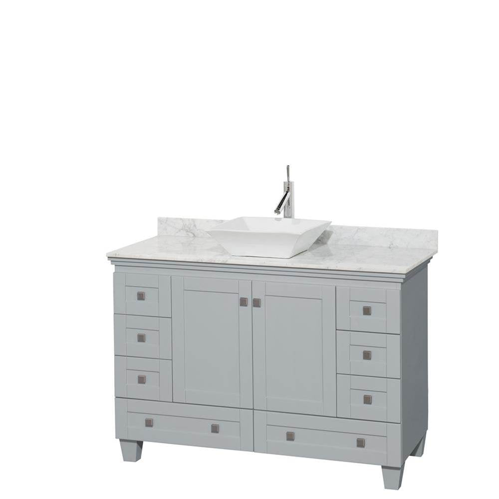 Wyndham Collection - Acclaim 48 Inch Single Bathroom Vanity in Oyster Gray, White Carrara Marble Countertop, Pyra White Porcelain Sink, and No Mirror - Oyster Gray