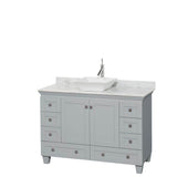Wyndham Collection - Acclaim 48 Inch Single Bathroom Vanity in Oyster Gray, White Carrara Marble Countertop, Pyra White Porcelain Sink, and No Mirror - Oyster Gray