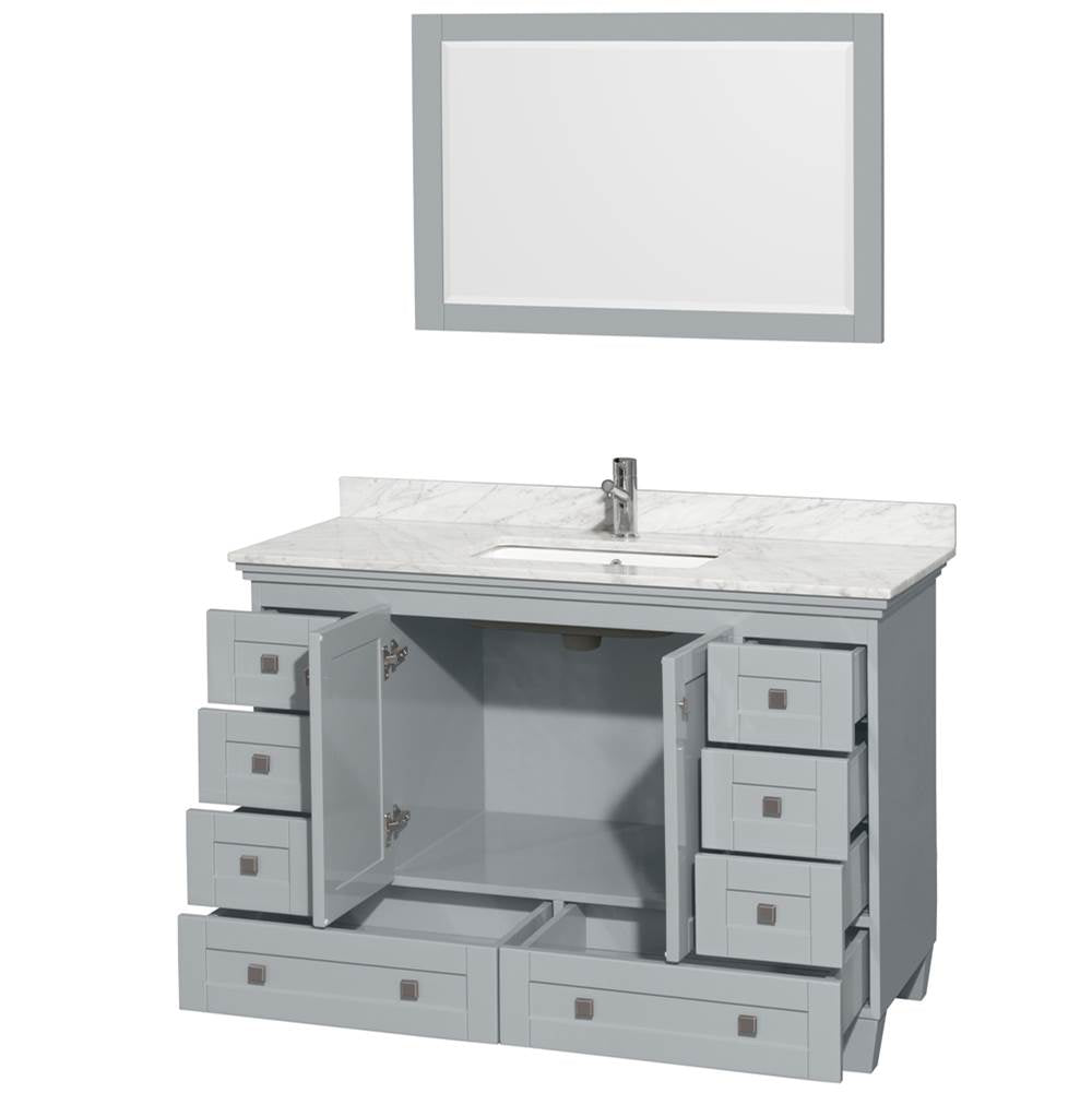Acclaim 48 Inch Single Bathroom Vanity in Espresso, White Carrara Marble Countertop, Undermount Square Sink, and 24 Inch Mirror
