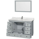 Acclaim 48 Inch Single Bathroom Vanity in Espresso, White Carrara Marble Countertop, Undermount Square Sink, and 24 Inch Mirror
