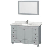 Wyndham Collection - Acclaim 48 Inch Single Bathroom Vanity in Oyster Gray, White Carrara Marble Countertop, Undermount Square Sink, and 24 Inch Mirror - Oyster Gray