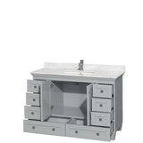 Acclaim 48 Inch Single Bathroom Vanity in Espresso, White Carrara Marble Countertop, Undermount Square Sink, and No Mirror