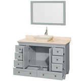 Acclaim 48 Inch Single Bathroom Vanity in Espresso, Ivory Marble Countertop, Pyra Bone Sink, and 24 Inch Mirror