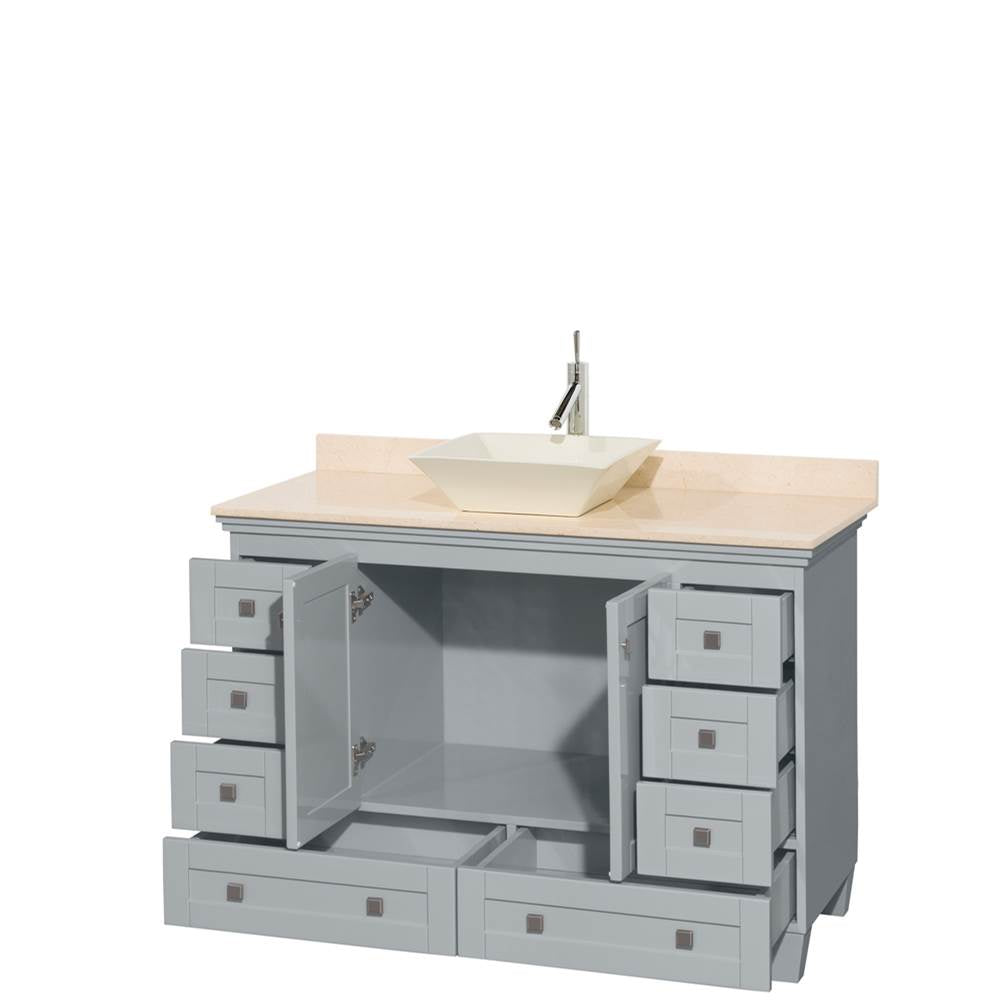 Acclaim 48 Inch Single Bathroom Vanity in Espresso, Ivory Marble Countertop, Pyra Bone Sink, and No Mirror