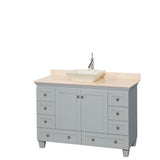 Wyndham Collection - Acclaim 48 Inch Single Bathroom Vanity in Oyster Gray, Ivory Marble Countertop, Pyra Bone Porcelain Sink, and No Mirror - Oyster Gray