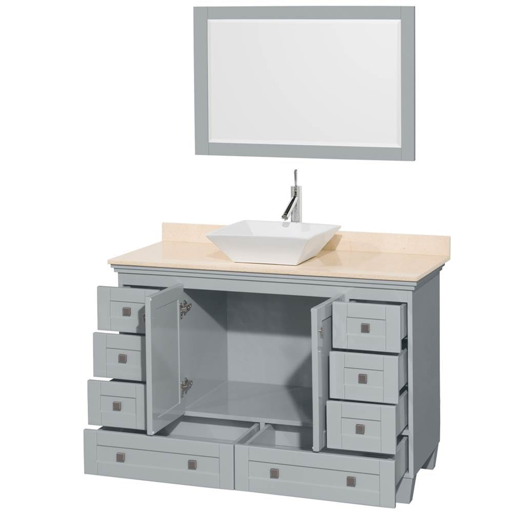 Acclaim 48 Inch Single Bathroom Vanity in Espresso, Ivory Marble Countertop, Pyra White Sink, and 24 Inch Mirror