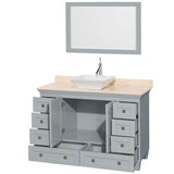 Acclaim 48 Inch Single Bathroom Vanity in Espresso, Ivory Marble Countertop, Pyra White Sink, and 24 Inch Mirror