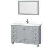 Wyndham Collection - Acclaim 48 Inch Single Bathroom Vanity in Oyster Gray, White Cultured Marble Countertop, Undermount Square Sink, 24 Inch Mirror