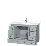 Acclaim 48 Inch Single Bathroom Vanity in Oyster Gray, White Cultured Marble Countertop, Undermount Square Sink, No Mirror