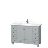 Wyndham Collection - Acclaim 48 Inch Single Bathroom Vanity in Oyster Gray, White Cultured Marble Countertop, Undermount Square Sink, No Mirror