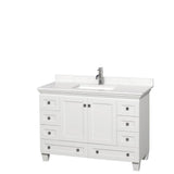 Wyndham Collection - Acclaim 48 Inch Single Bathroom Vanity in White, Light-Vein Carrara Cultured Marble Countertop, Undermount Square Sink, No Mirror
