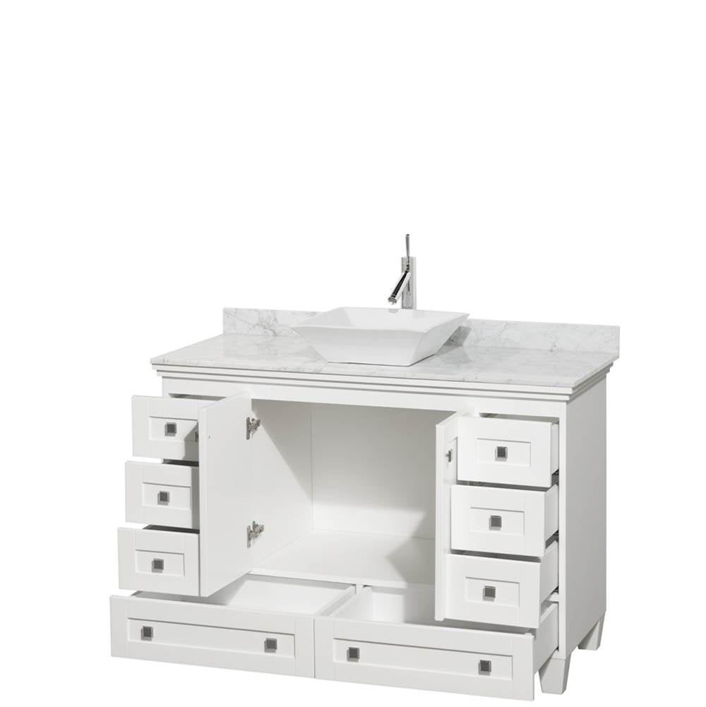 Acclaim 48 Inch Single Bathroom Vanity in Espresso, White Carrara Marble Countertop, Pyra White Sink, and No Mirror