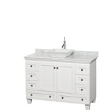 Wyndham Collection - Acclaim 48 Inch Single Bathroom Vanity in White, White Carrara Marble Countertop, Pyra White Sink, and No Mirror - White