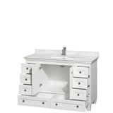 Acclaim 48 Inch Single Bathroom Vanity in Espresso, White Carrara Marble Countertop, Undermount Square Sink, and No Mirror